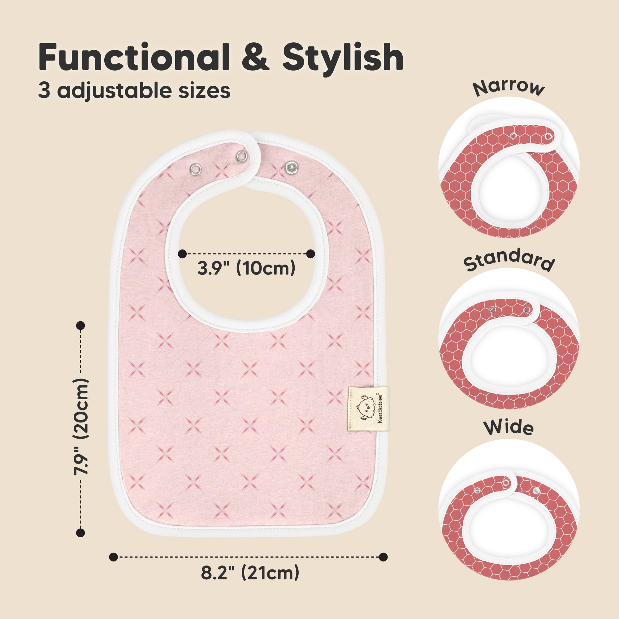 KeaBabies 8-Pack Organic Baby Bibs for Boys, Girls Drool Bibs (Blush)
