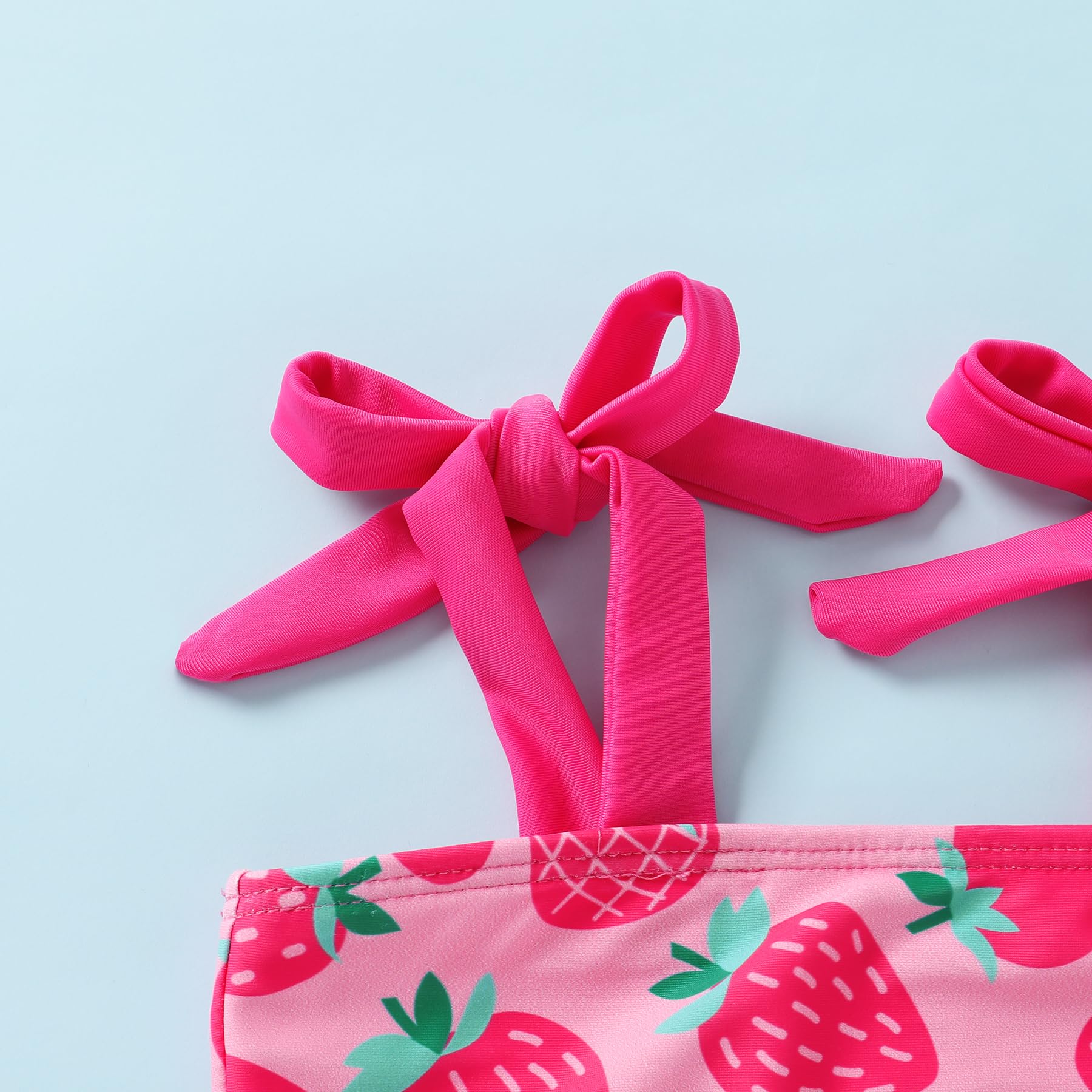 YOUNGER TREE Toddler Girls Two Pieces Swimsuit Color Block Stripe Swimwear Summer Beach Bathing Suit (Pink#Strawberry 18-24 Months)