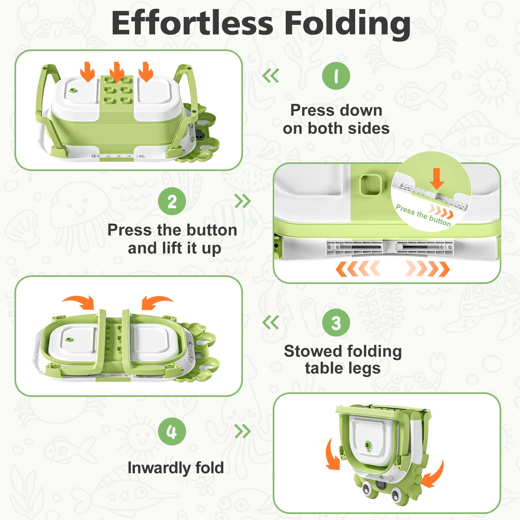Collapsible Baby Bathtub for Newborns with Thermometer and Soft Floating Cushion Portable and Foldable Travel Baby Boy Bath Tub for Infants to Toddler 0-36 Month (Green)