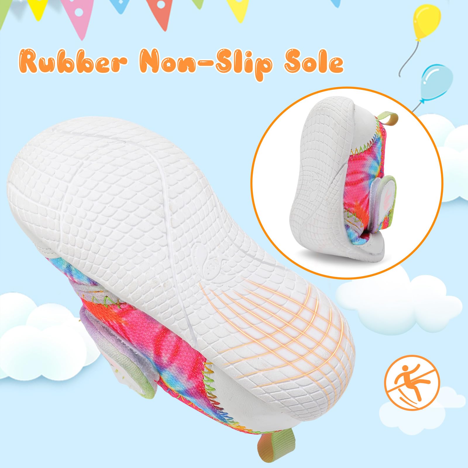FEETCITY Baby Boy Girl Non-Skid Indoor Infant Walking Shoes Breathable Warm Elastic Sock Shoes with Memory Sole Protect Toes Outdoor Sneakers Flowers