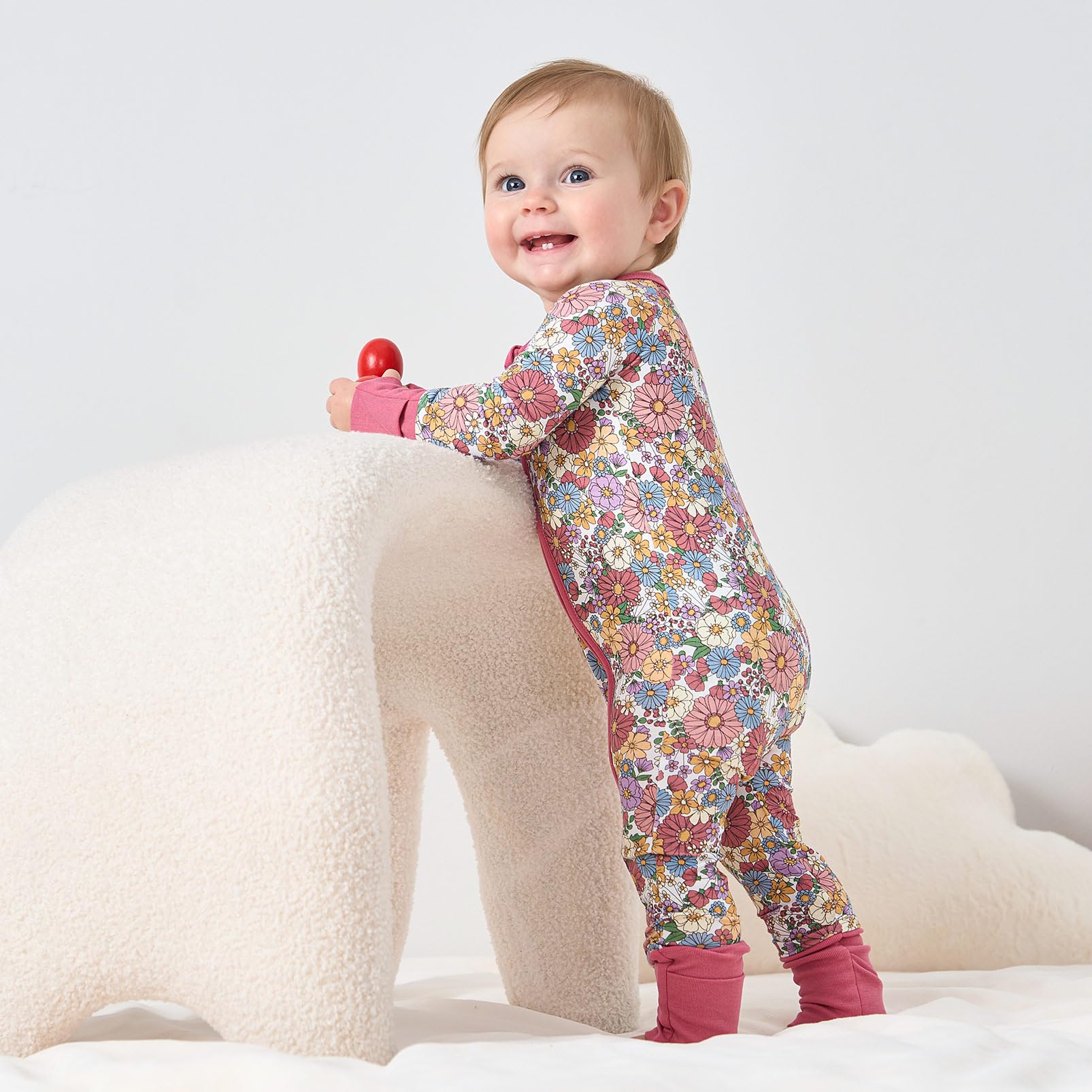 pureborn Baby Girl Sleeper Viscose from Bamboo Zipper Footies Daisy 3-6M
