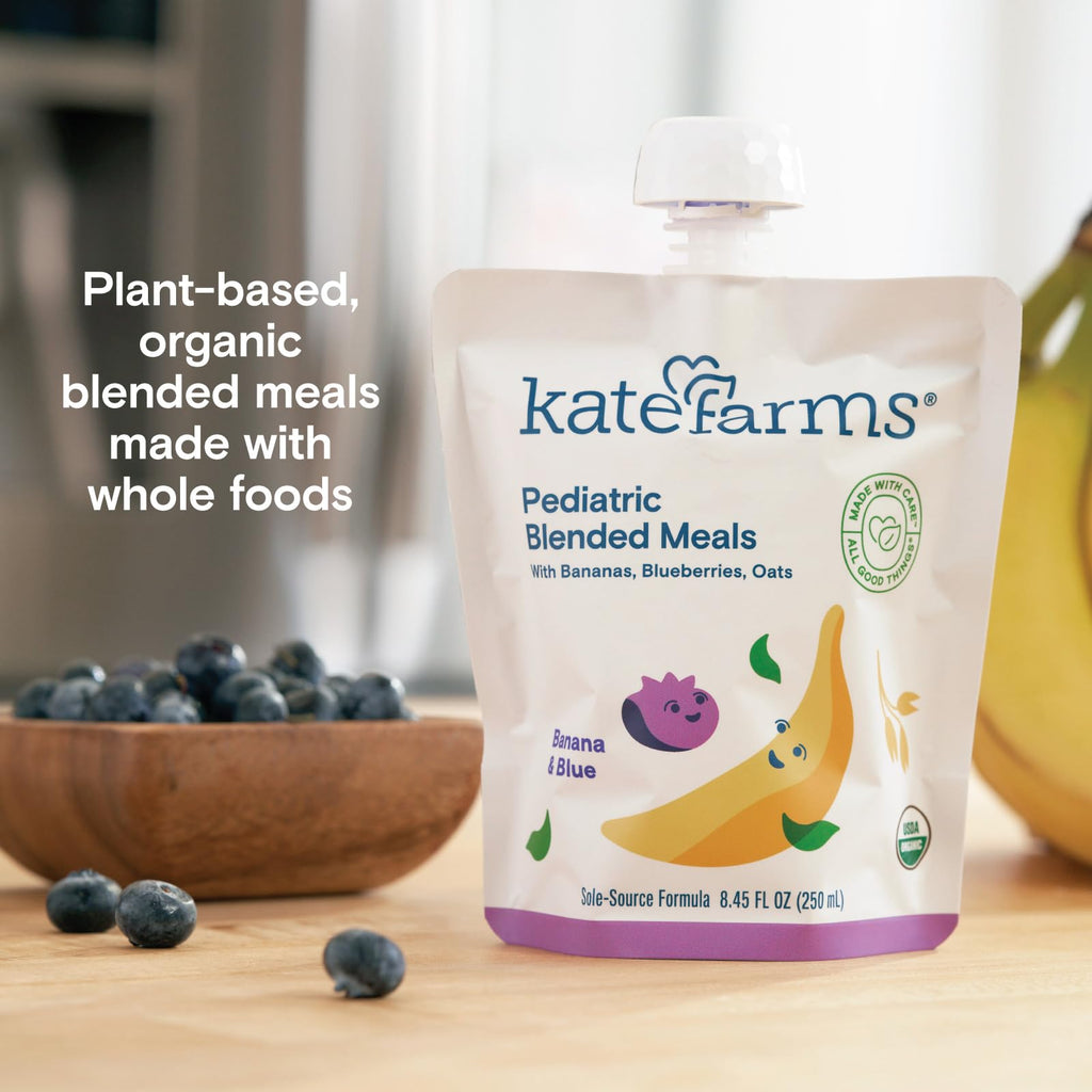 KATE FARMS Pediatric Blended Meal, Banana and Blueberries, 12 Pack