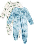 Jimonda Baby Girls Boys Bamboo Rayon Pajamas,Footed Pjs(Dinos&Blue,18-24 M)