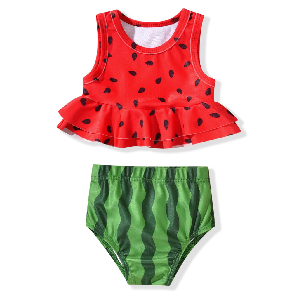 Aalizzwell 5T Toddler Little Girls Swimsuit Watermelon Ruffle Bathing Suit Bikini Swimming Suit Swimwear Beach Wear Two Piece