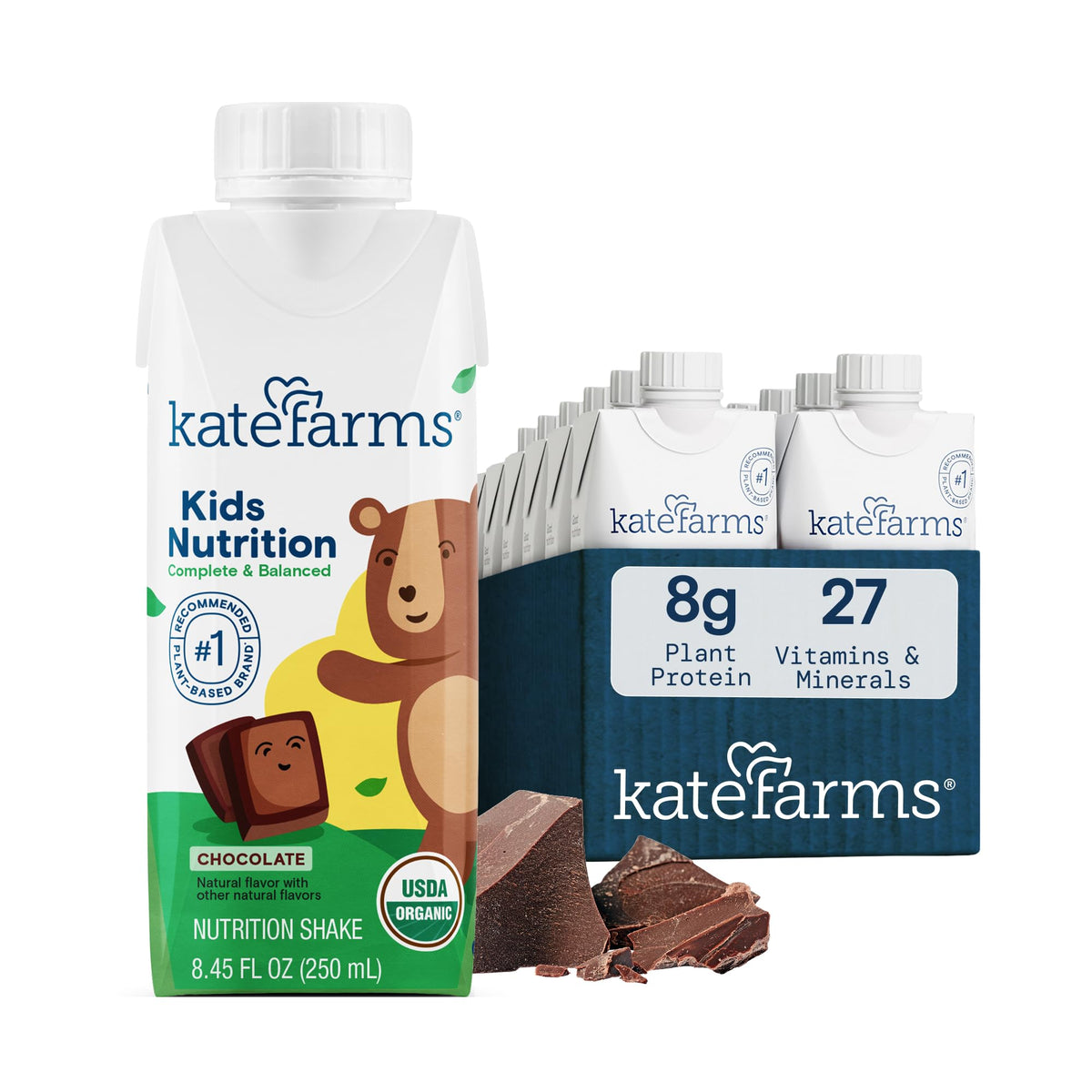 KATE FARMS Kids Nutrition Shake, Strawberry, 8g Protein, 6 Pack