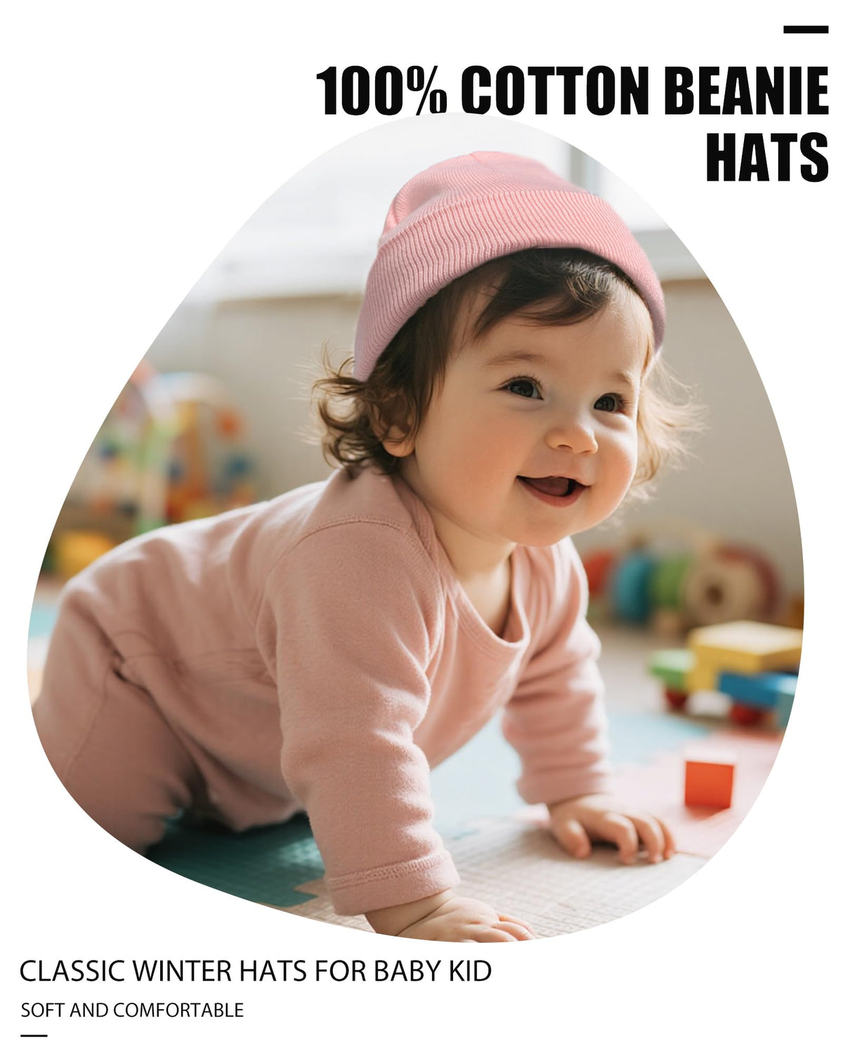 ROYBENS 100% Cotton Baby Beanie Cute Toddler Winter Hat Knit Caps Ages 0-8