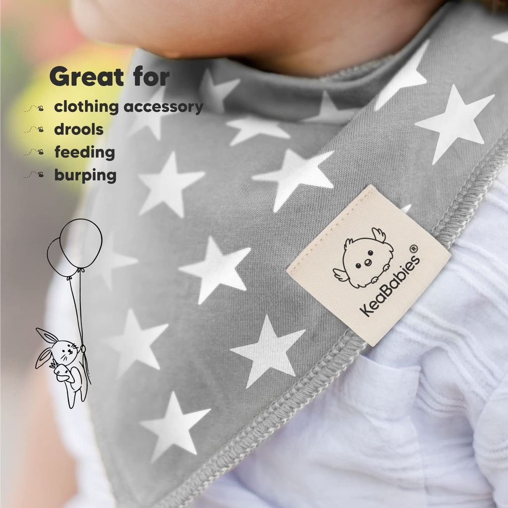 KeaBabies 10pk Organic Baby Bandana Bibs for Drooling and Teething (MONOS)