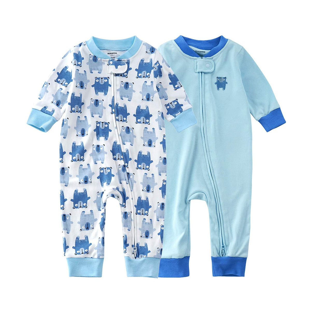 Teach Leanbh Baby 2-Pack Footless Pajamas Cotton Long Sleeve Printing 2 Way Zipper Romper Jumpsuit Sleep and Play 3-24 Months (3-6 Months, Planet)