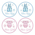 80Pcs Cute Baby Clothes Decal Stickers Roll, 2 inch Team Boy Team Girl Gender Reveal Labels, Pink and Blue Self-Adhesive Decorative Round Stickers for Brithday Baby Shower Party Supplies