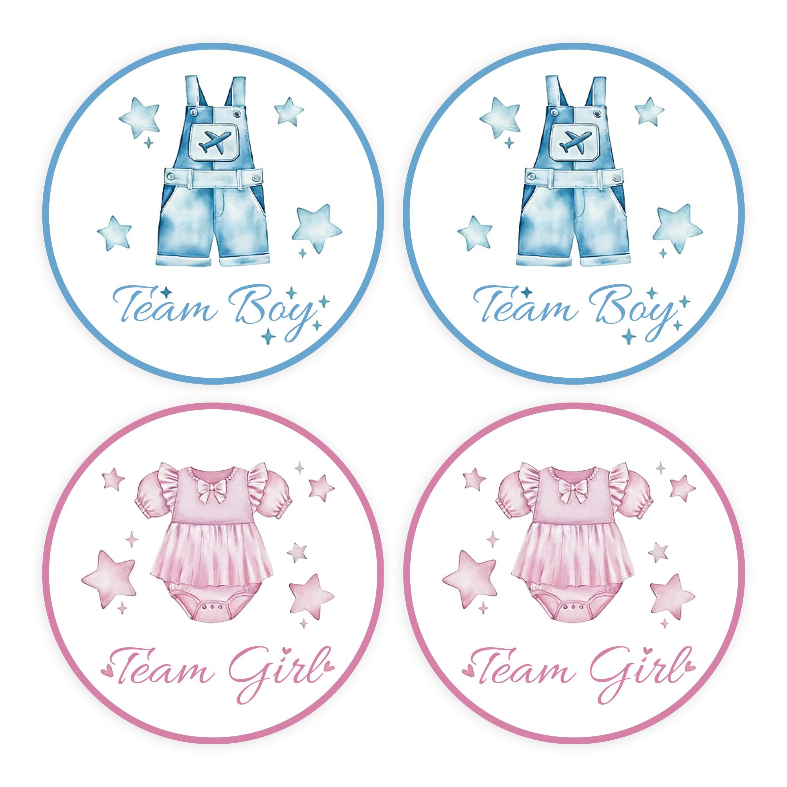 80Pcs Cute Baby Clothes Decal Stickers Roll, 2 inch Team Boy Team Girl Gender Reveal Labels, Pink and Blue Self-Adhesive Decorative Round Stickers for Brithday Baby Shower Party Supplies