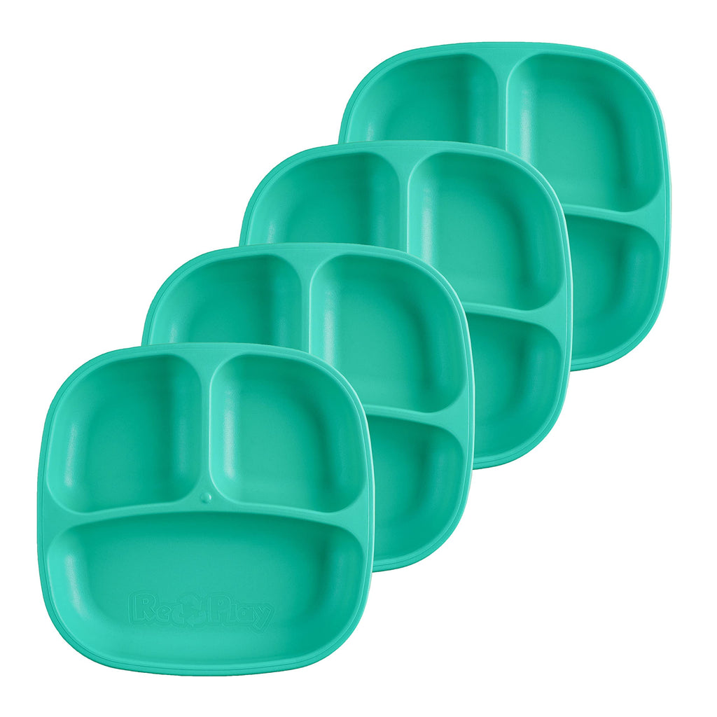 Re-Play Divided Toddler Plates Set of 4 - Deep-Walled 3 Compartment Kids Plates for Picky Eaters - Dishwasher & Microwave Safe - BPA-Free - Made in USA, Princess