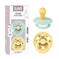 BIBS Colour Moomins Pacifier 2-Pack, BPA Free Pacifier, Round Nipple. Natural Rubber Latex, Made in Denmark, Size 1 (0-6 Months), Nordic Mint/Pale Butter
