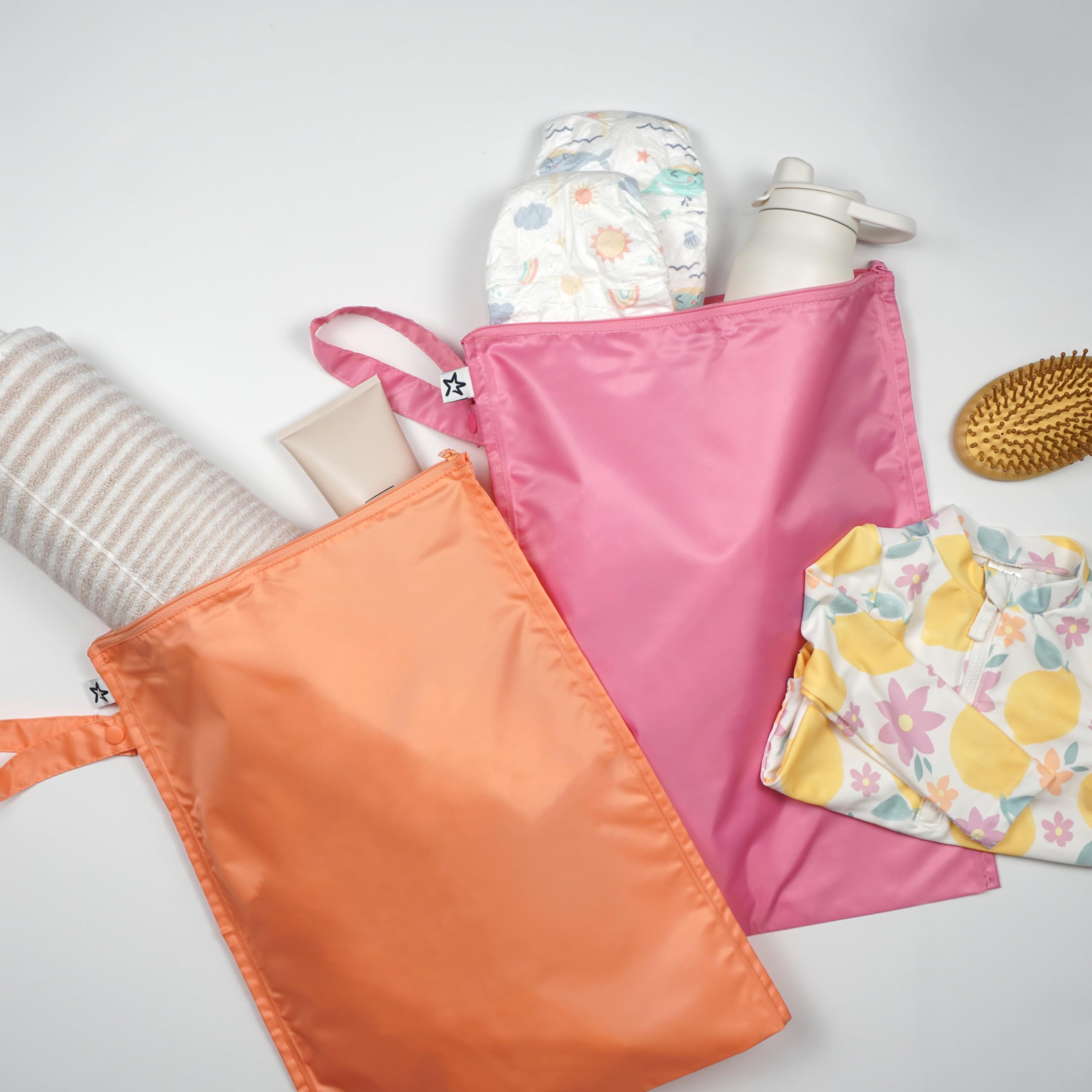Tiny Twinkle Mess Proof Wet Bags | 2-Pack Reusable Waterproof Wet Bags for Swimsuits | Baby Clothes | Travel & Diaper Bag (Sweet Treat)