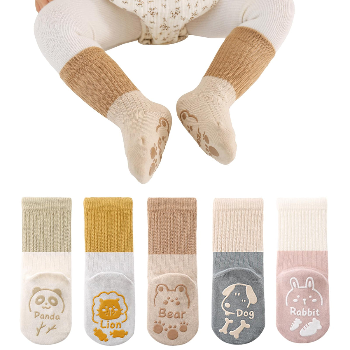 Zumou Toddler Knee High Socks Non Slip Anti Skid Baby Boy Girls Seamless Long Stockings (US, Age, 1 Year, 3 Years, 4 Pairs White)