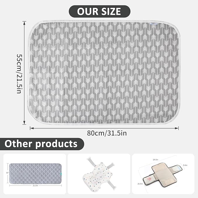 Baby Diaper Changing Pad, 21 5/8" x 31.5" Waterproof Changing Pad Liners - Reusable Soft and Absorbent Portable Changing Mat(Arrows1PCS)