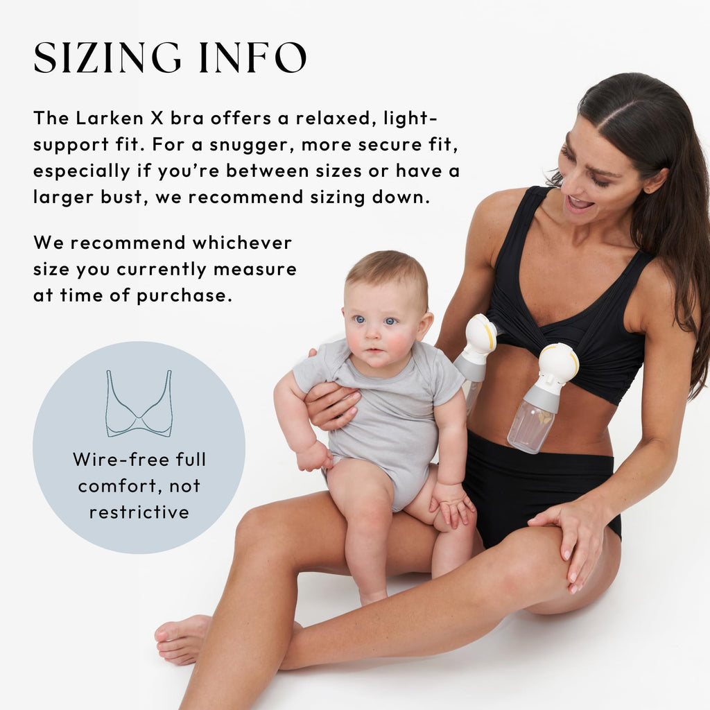 Larken Hands Free Pumping Bra for Breastfeeding | Breast Pump - Maternity Bras for Pregnancy, Pumping & Nursing Bra in One Black (XS)