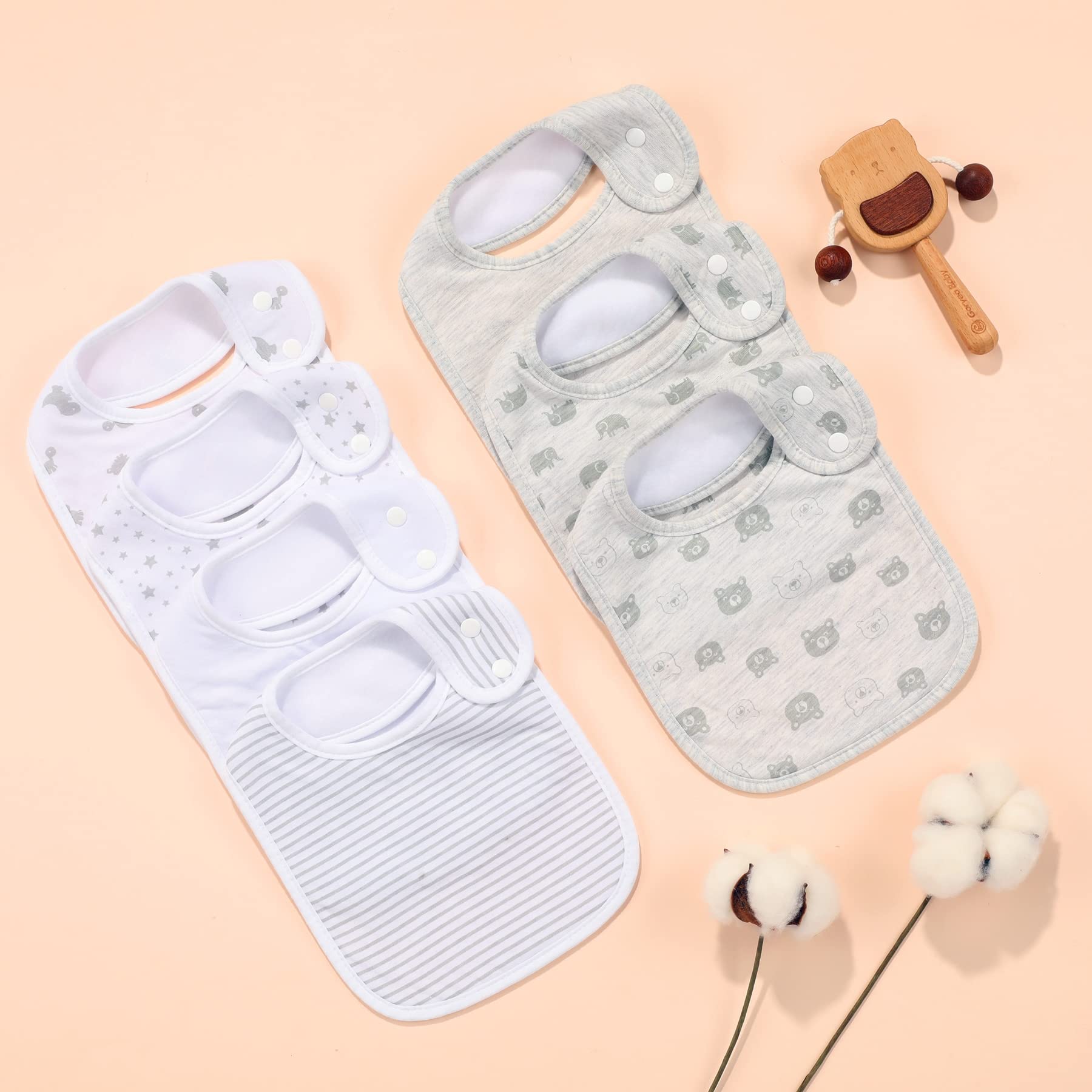 Gelisite 7 Pack Baby Cotton Absorbent Bibs for Drooling Teething