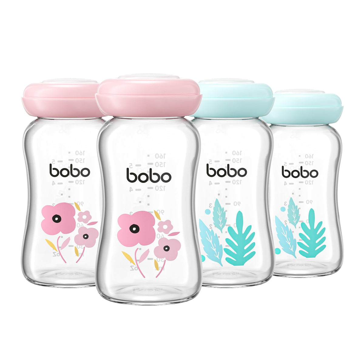 YOHKOH Glass Breast Milk Storage Bottles - 100% Leak-Proof, BPA-Free Breastmilk Storage Containers, Freezer & Dishwasher Safe, Ideal for Nursing Mothers (Red, 5.4oz (Pack of 6))
