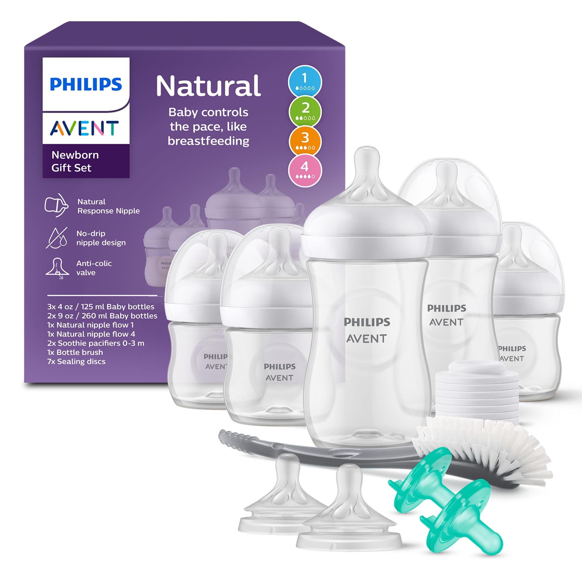 Philips Avent Natural Response Baby Gift Set - 5 Bottles, Soothie Pacifiers