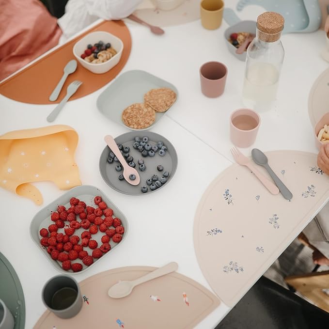 mushie Silicone Placemat for Kids | BPA-Free Non-Slip Design (Rocket Ship)