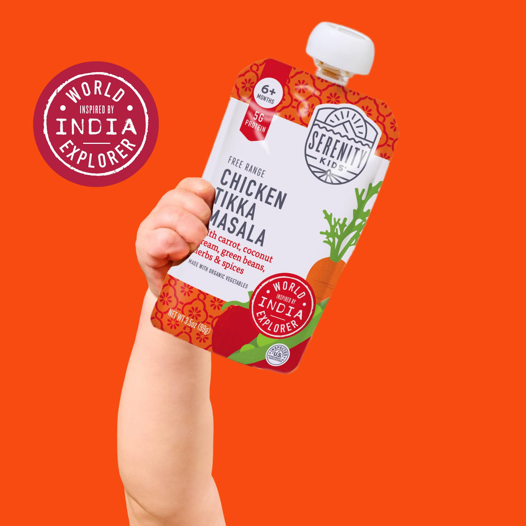 Serenity Kids Chicken Tikka Masala Baby Pouch, 5g Protein, 3.5 Oz, 12 Pack