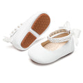 PHIRAMIN Baby Girls White Mary Jane Flats - Infant 6-9 Months Walking Shoes Soft Rubber Sole Princess Wedding