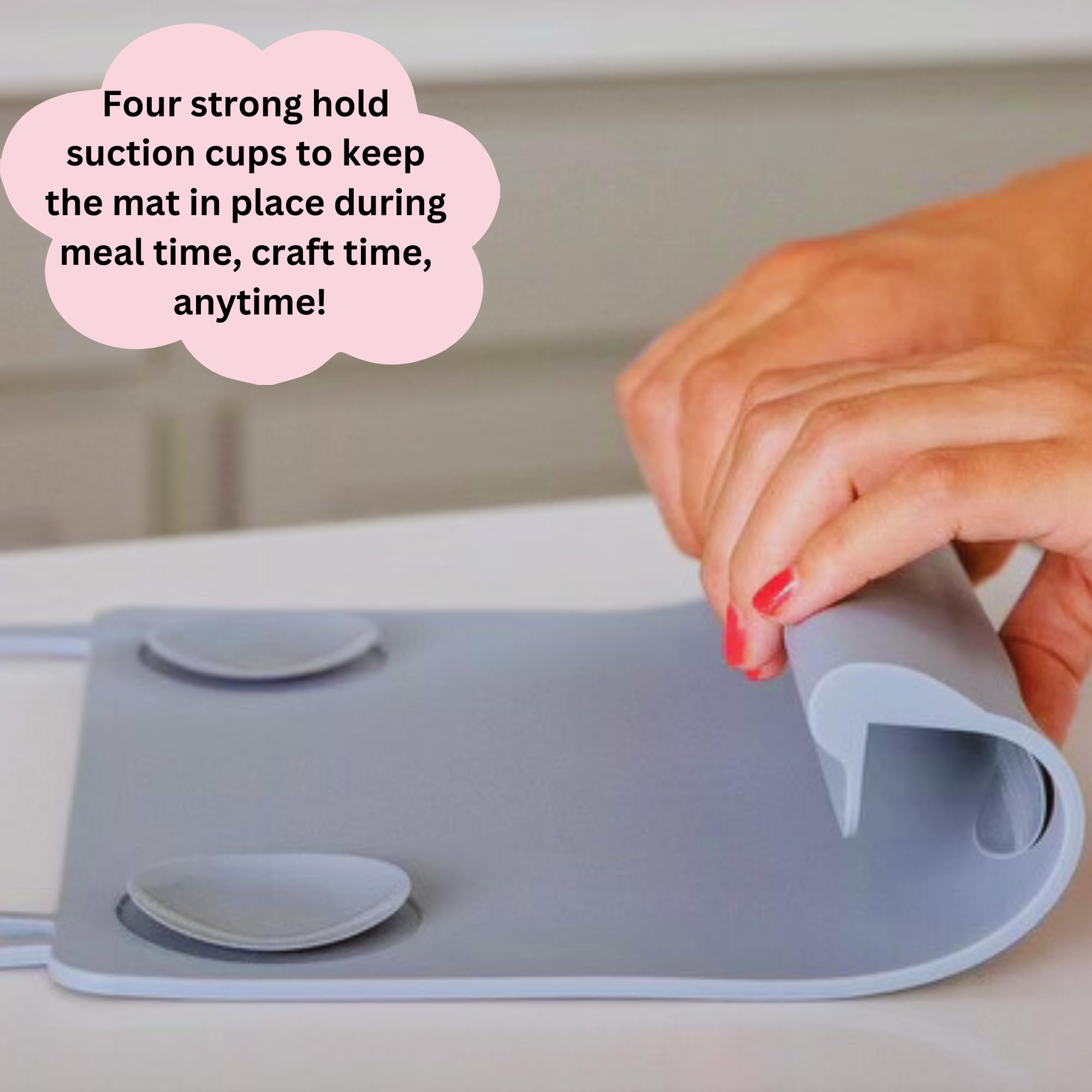The Table Tyke Silicone Suction Placemat | Teething Edge Bumper/Spill Stopper | Dishwasher Safe, Travel Ready, Fits Highchairs | Suction Cup Activity Mat for Babies & Toddlers | BPA Free (Ballet Pink)