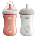 Chicco Sport Spout Sippy Cup 9+ Months, 9oz Toddler Training Cup with Bite-Resistant No-Spill Spout, Easy Grip, BPA-Free, 2-Pack, Coral/Grey