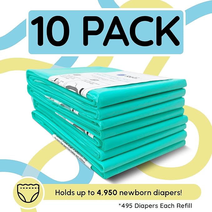 Reli. Diaper Pail Refill Bags (10 Pack) Compatible with Dekor Classic