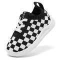 MORENDL Toddler Shoes Baby Walking Sock Shoes Infant Sneakers Boy Girl Barefoot Tennis Shoe Non-Slip Brethable Black Check 15-18 Months