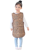 Plie Kids Painting Apron – Waterproof Art Smock for Toddlers & Preschoolers, Messy Play, Baking, Crafts, Cooking, Sensory Activities, Mealtime (Ages 1–10), Brown Animal (31-L)