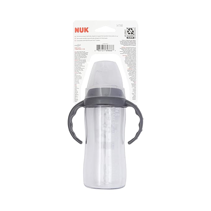 NUK Learner Cup, 10 Ounce, Tritan Gray Star – BPA Free, Spill Proof Sippy Cup
