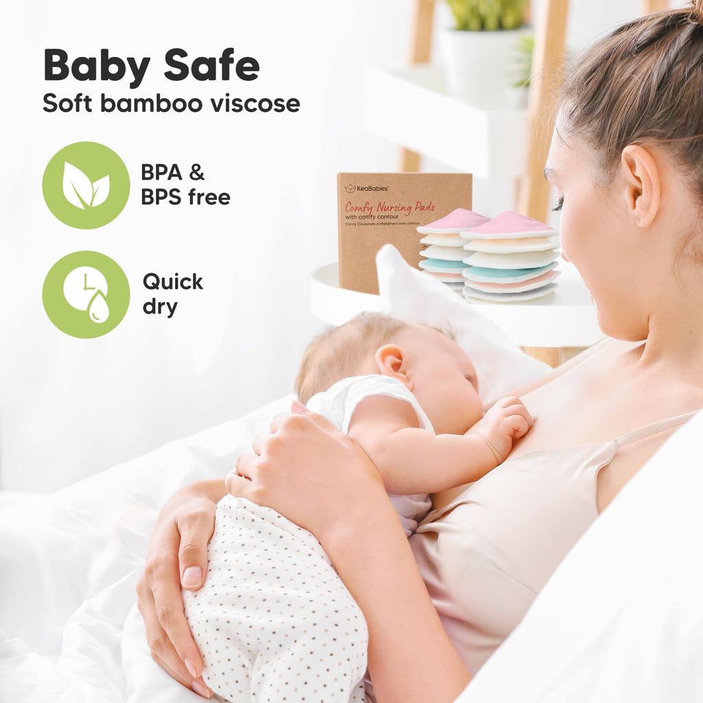 Organic Nursing Pads 14 Washable Breast Pads, Bag (Pastel Touch, XL 5.6")