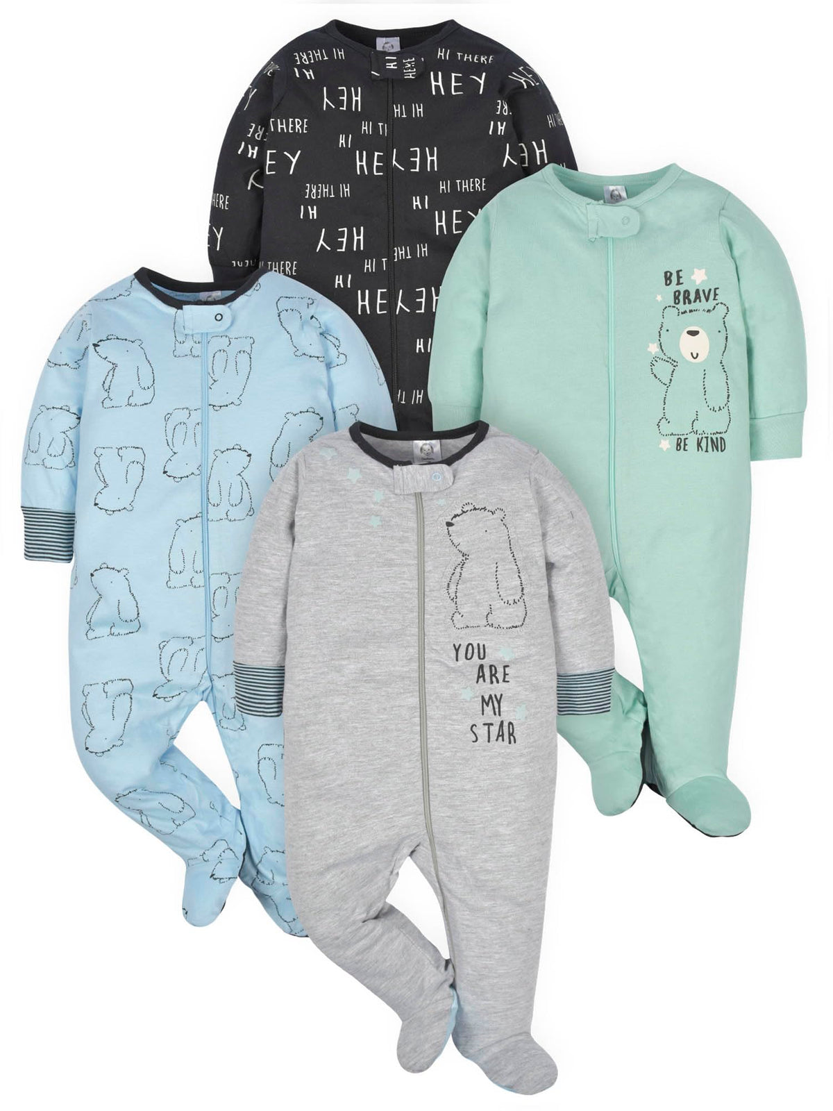 Gerber Baby Boys 4 Pack 'N Play Footie And Toddler Sleepers, Space, 6-9 Months US