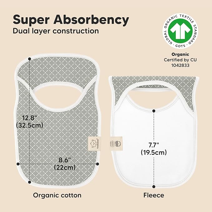 KeaBabies 8-Pack Baby Bibs for Boys, Girls - Pullover Bibs for Drooling Teething Baby Girl & Boy Toddler, Newborn, Soft & Absorbent, Cute Colors, Large Torso Coverage Keep Infant Clean & Dry (Nordic)