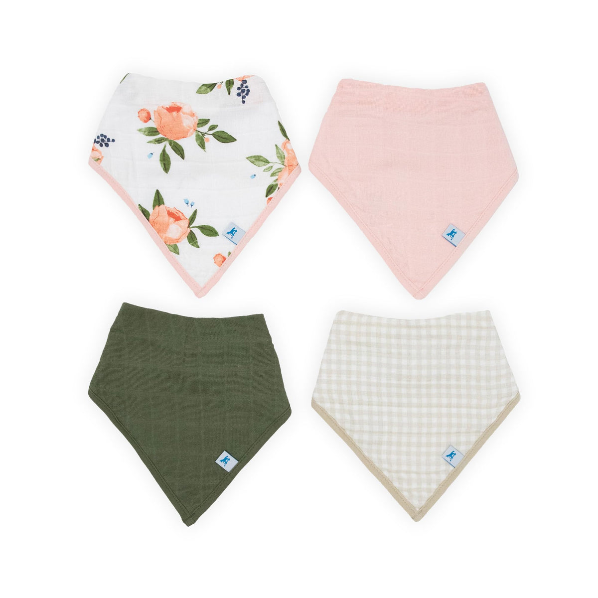 Little Unicorn Baby Bandana Bib 4 pack | Absorbent, Extra Soft Cotton for Drooling & Teething | Adjustable fit (Dino Friends)