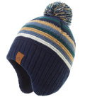 Moon Kitty Winter Hat for Toddler Boy with Ear Flaps - Soft Fleece Lined Baby Beanies Warm Pom Pom Hat for Boys & Girls