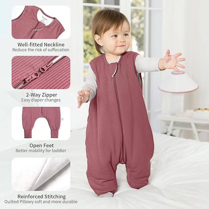 BubblePanda Rayon Made from Bamboo Sleep Sack with Feet 1t-2t 1.0 Tog