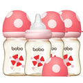 YOHKOH PPSU Baby Bottle Wide Neck, Newborn Anti-Colic Baby Bottle with Natural Response Nipple, Streamlined Body, Easy to Clean (5.4oz (Pack of 4), Red)