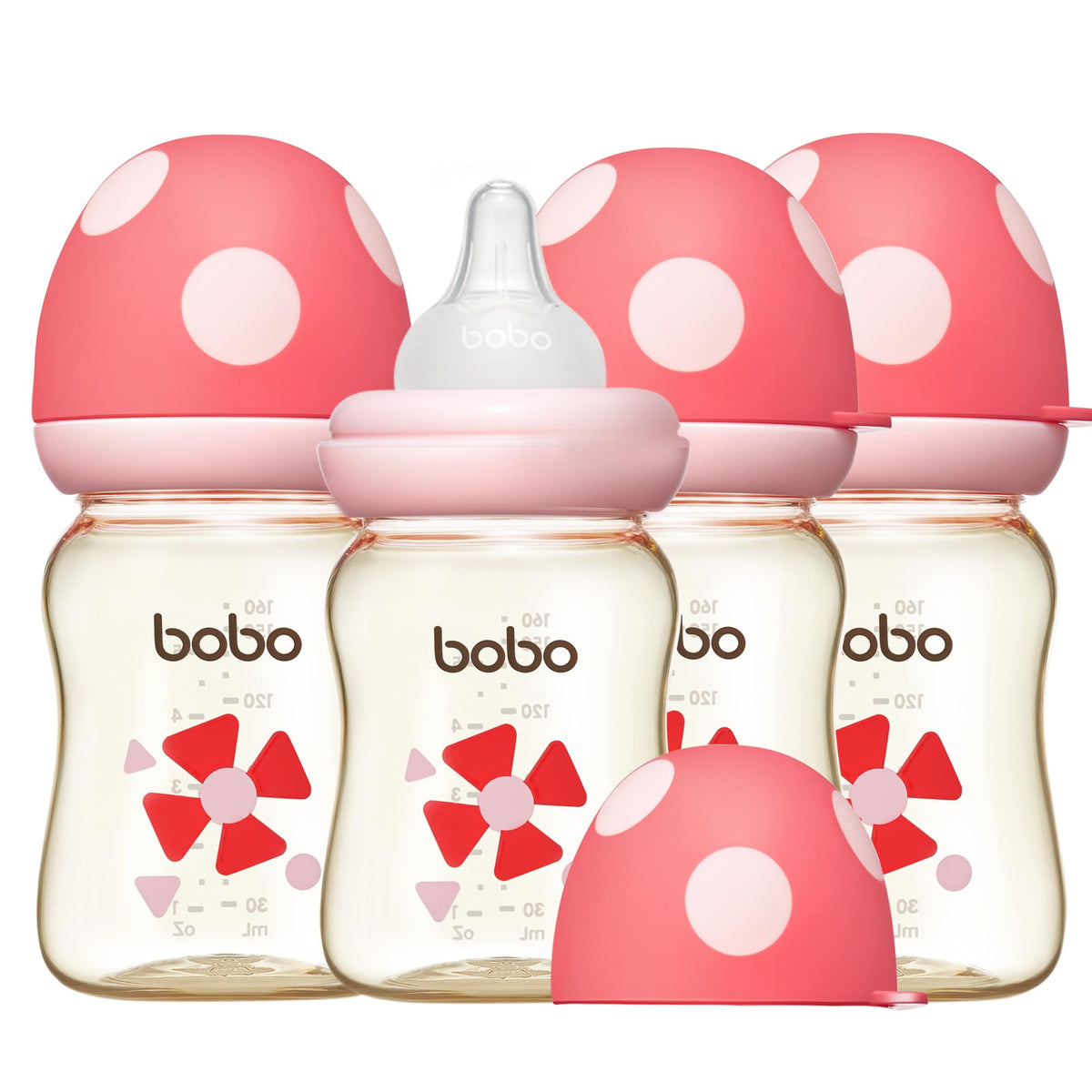 YOHKOH PPSU Baby Bottle Wide Neck, Newborn Anti-Colic Baby Bottle with Natural Response Nipple, Streamlined Body, Easy to Clean (8.8oz (Pack of 2), Red)