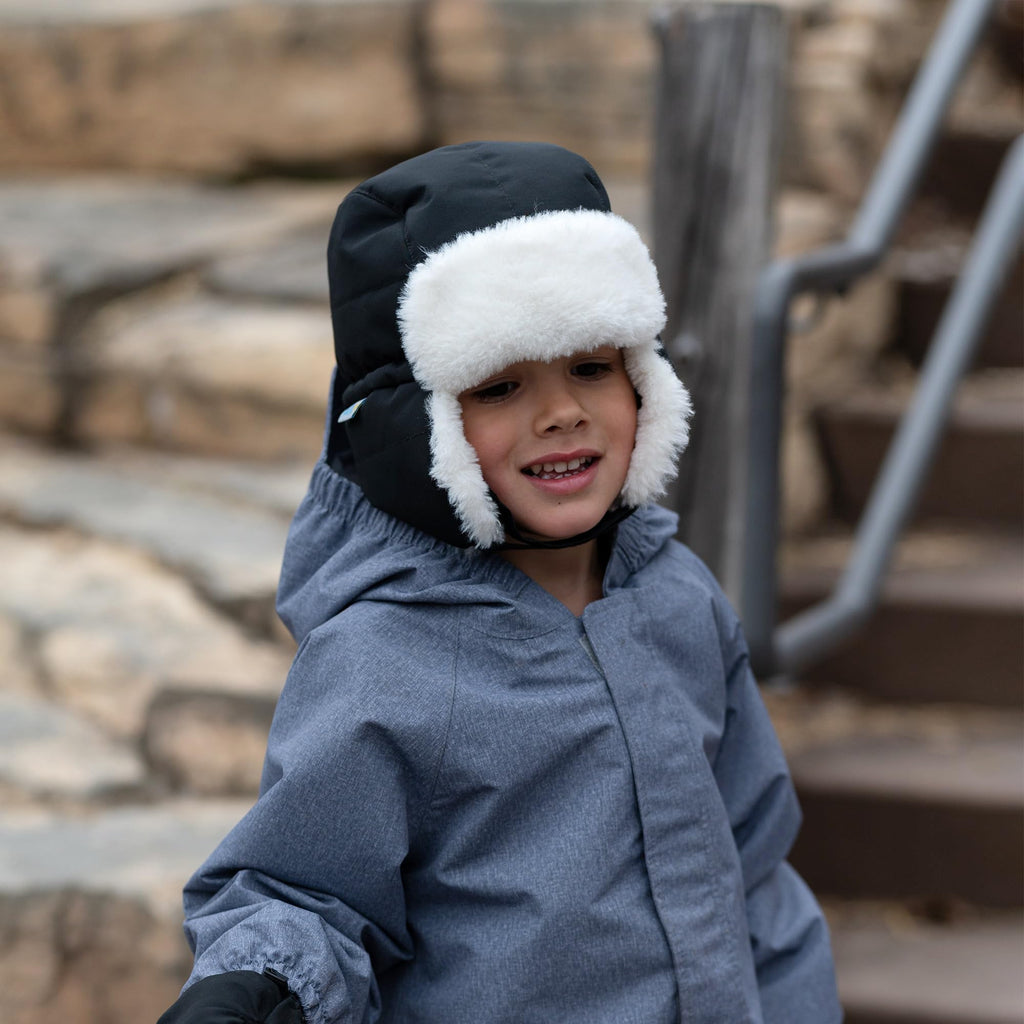 JAN & JUL Toasty-Dry Trapper Hat for Baby and Kids (Black, XL)