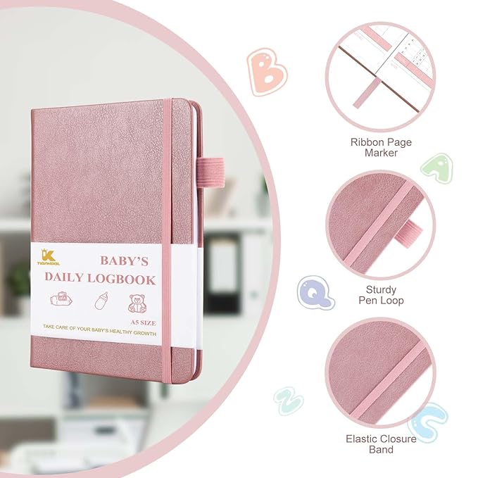 Baby's Daily Care Planner - A5 Newborn Baby Log Book for Tracking Daily Routine, 152 Easy-to-Use Pages to Monitor Nursing, Sleep, Feeding, Diapers, Pumping, and More - Rose