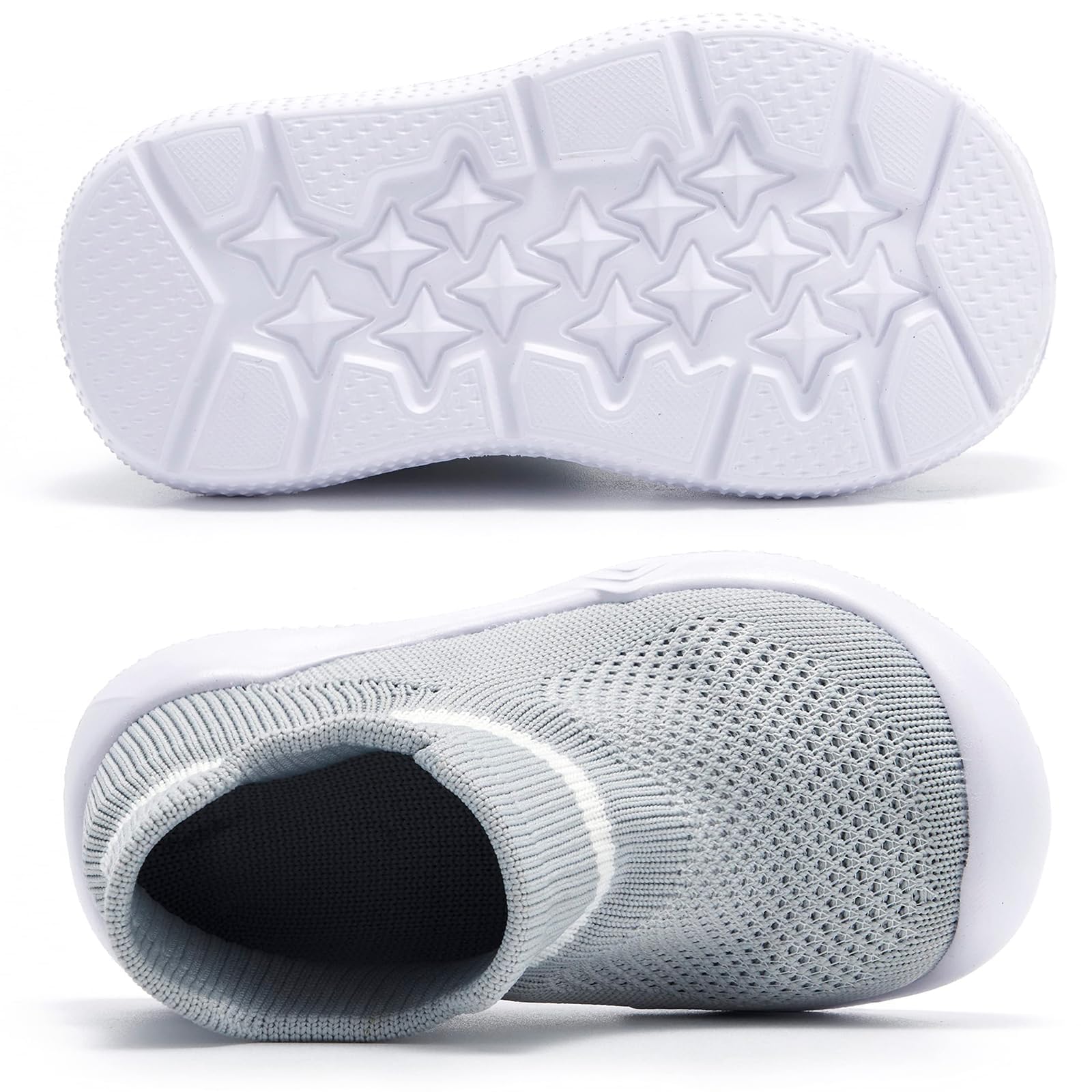 MORENDL Toddler Sock Shoes Baby Walking Shoes Infant Slippers Boys & Girls Non-Slip Sneakers Grey