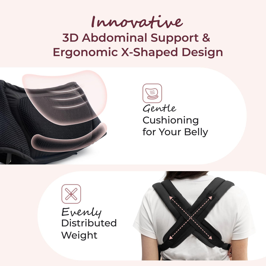 Momcozy Baby Carrier with Hip Seat, 2-in-1 Forward-Facing Carry for Long Walks, Detachable Hands-Free Infant Carrier up to 44lbs, All Seasons Toddler Carrier Fits Waist Sizes up to 45 Inches, Black