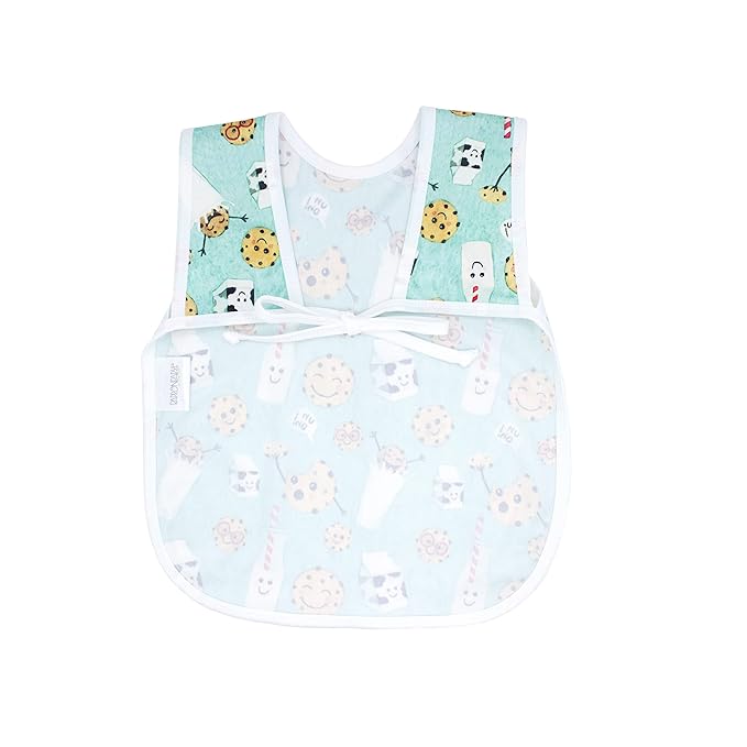 BapronBaby Cookies & Milk Bapron - No Neck Tie Safer Bib for Baby & Toddler - Soft Waterproof Stain Resistant - Machine Washable - Sz Baby/Toddler 6m-3T