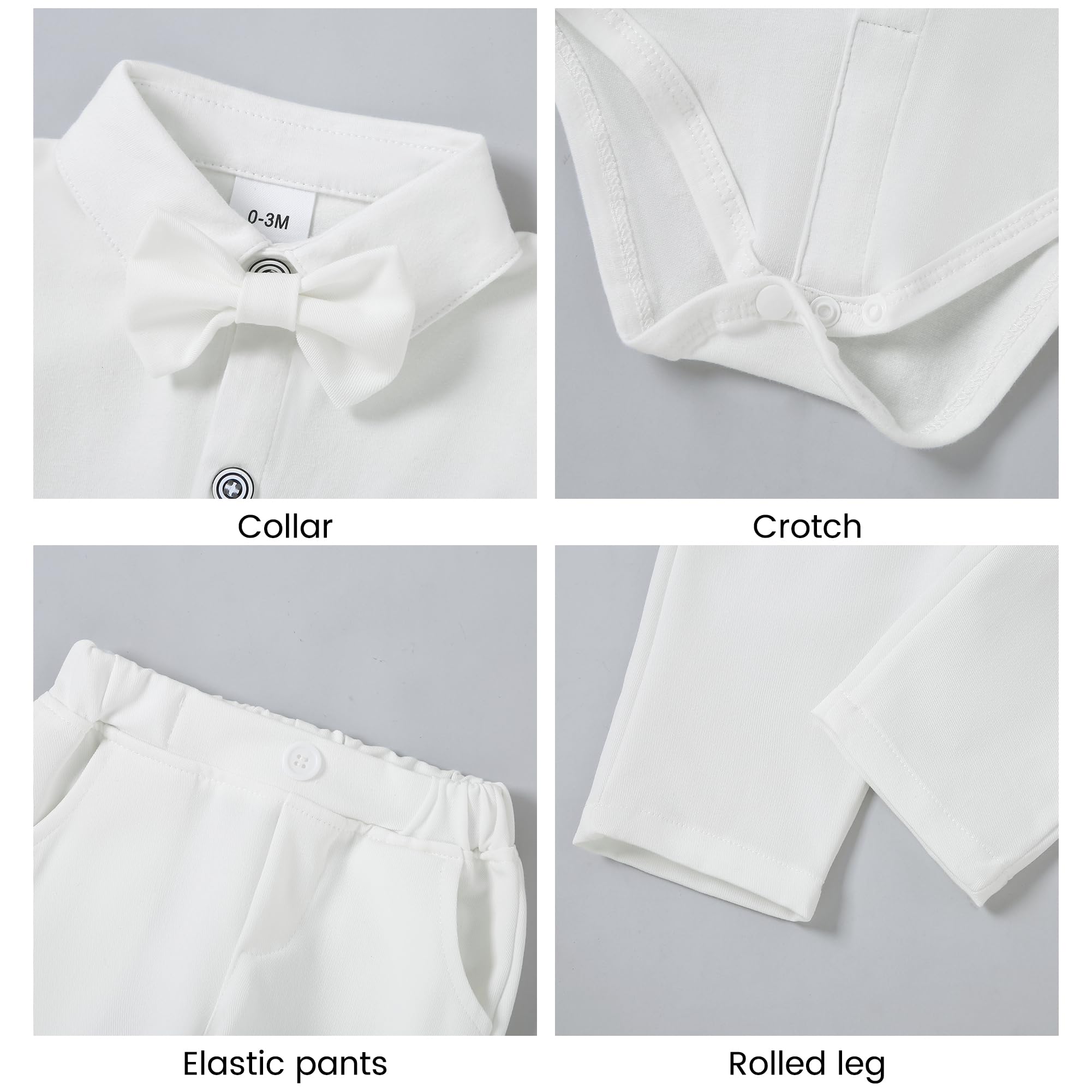 DISAUR Baby Boy Suspender Outfit Baby Formal Outfit Boy Short Sleeve Infant White Shirt White Vest Pants Bow Tie 6 9 Months
