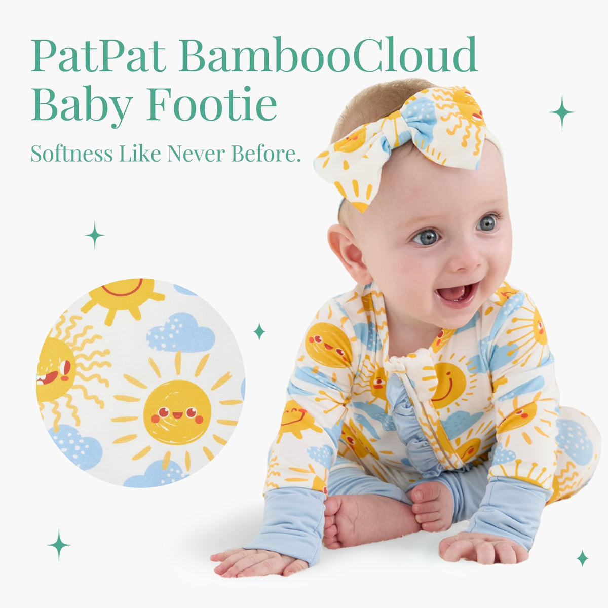 PATPAT Baby Girl Infant Clothes Footie – Soft Viscose from Bamboo, Stretch Feel – 2-Way Ruffled Zipper, Fold-Over Mittens & Cuffs Pink Flower 6-9 Months