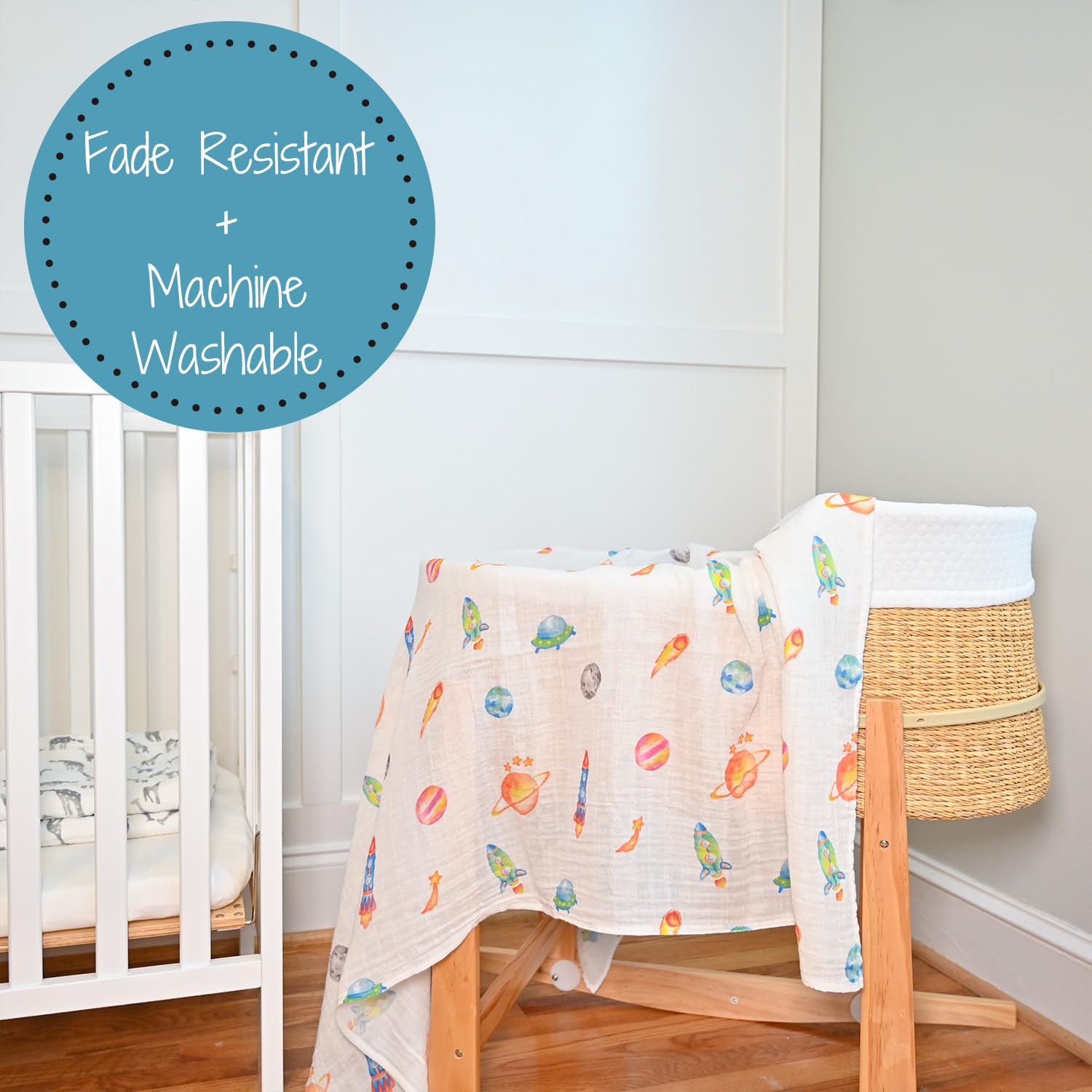 LollyBanks Muslin Swaddle Blankets, 100% Organic Cotton Swaddle Blanket