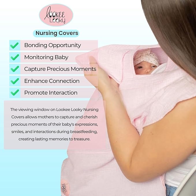 Muslin Nursing Cover for Baby Breastfeeding – Peekaboo Window -100% Breathable Cotton Privacy Nursing Shawl - Multiuse Apron for Moms