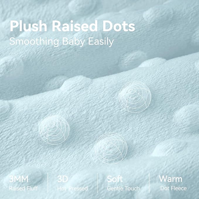 Fleece Baby Sleep Sack 0-6 Months with Plush Dots 1.5 Tog Baby Wearable Blanket with 2-Way Zipper Warm Sleeping Sack for Toddler Infant Newborn - Small, Sky Blue